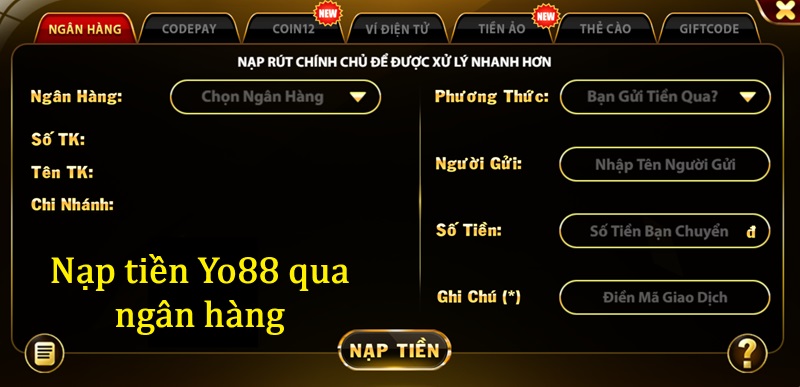 Nạp tiền Yo88 qua ngân hàng